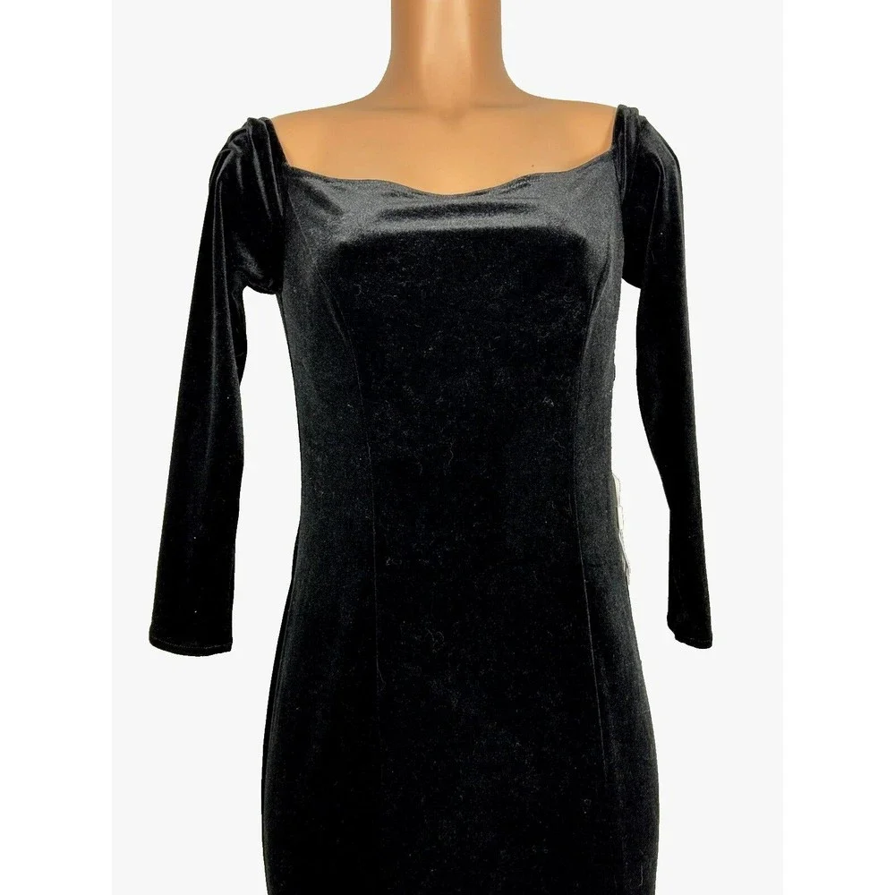 TTY Bridal Women's Size 8 Black Off The Shoulder Velvet Mermaid Evening Gown - Picture 3 of 16